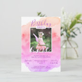 Waterverf Roze Paarse Meisje VERJAARDAG 1e EEN JAA Kaart (Staand voorkant)