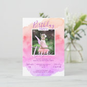 Waterverf Roze Paarse Meisje VERJAARDAG 2de TWEE J Kaart (Staand voorkant)