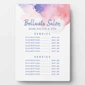 Waterverf Roze Paarse Salon Prijs Menu Bord Fotoplaat (voorkant)