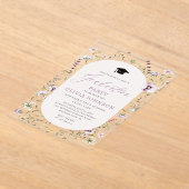 Waterverf Roze Paarse Wildflower Afstuderen Acryl Uitnodigingen (Laagn)