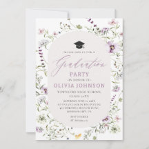 Waterverf Roze Paarse Wildflower Afstuderen