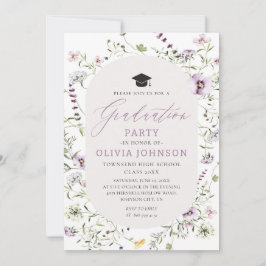 Waterverf Roze Paarse Wildflower Afstuderen Kaart