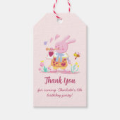 waterverf roze paashaas in de tuin cadeaulabel (Voorkant)