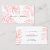 waterverf roze palmbladeren visitekaartje (Voorkant / Achterkant)