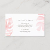 waterverf roze palmbladeren visitekaartje (Achterkant)