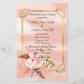 Waterverf Roze Pampas Grass en Goud (Voorkant)