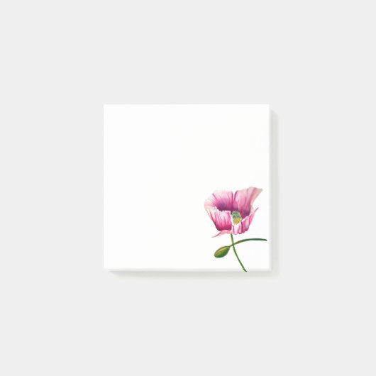 Waterverf roze papaver bloem post-it® notes (Voorkant)