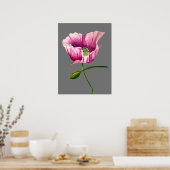 Waterverf roze papaver  bloem poster (Keuken)