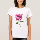 Waterverf roze papaver  bloem t-shirt (Voorkant)