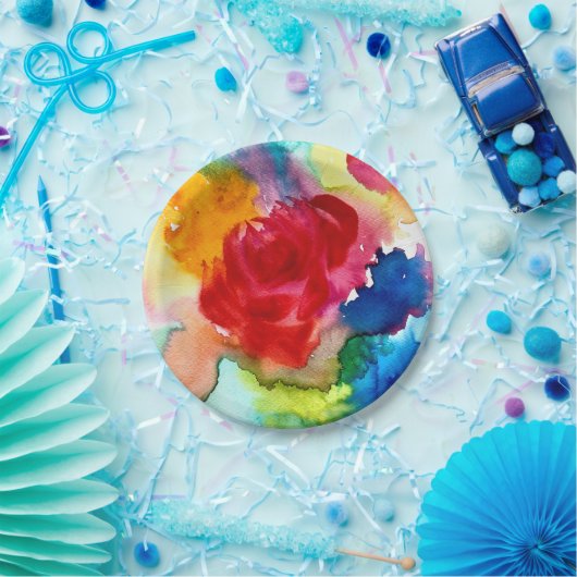 Waterverf roze papaver bord (Feest)