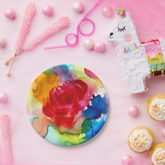 Waterverf roze papaver bord (Feest)