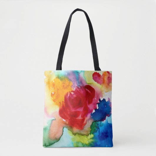 Waterverf roze papaver canvas tas (Voorkant)