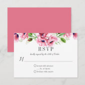 Waterverf Roze papaver Greenery RSVP Kaartje (Voorkant / Achterkant)