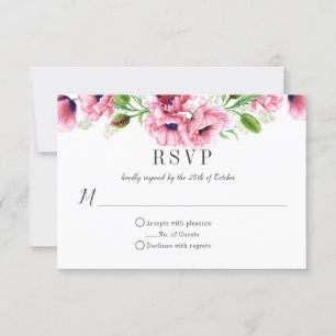Waterverf Roze papaver Greenery RSVP Kaartje