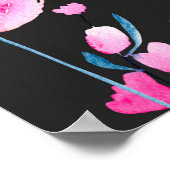 Waterverf roze papavers en bloemtakken naadloos poster (Hoek)