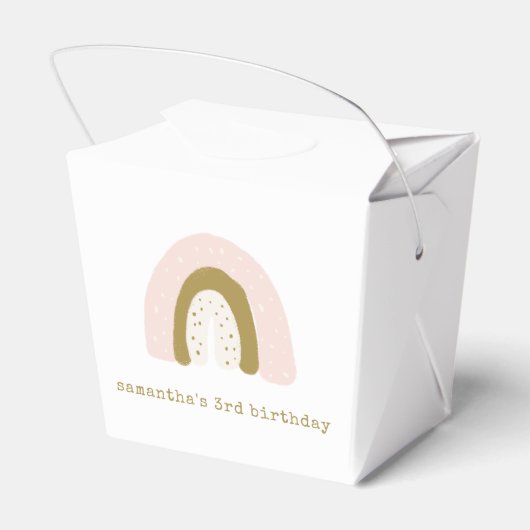 Waterverf Roze Pastel Boho Regenboog Verjaardagsfe Bedankdoosjes (Achterkant)