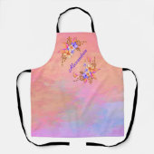 Waterverf roze patroon gele paarse bloemen schort (Voorkant)