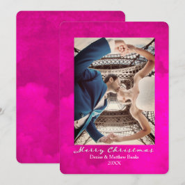 Waterverf Roze Pauw Elegante Kerstkaart Kaart