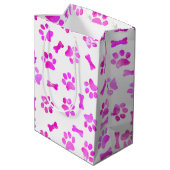 Waterverf roze paw afdrukken medium cadeauzakje (Achterkant Gekanteld)
