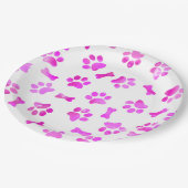Waterverf roze paw afdrukken papieren bordje (Gekanteld)