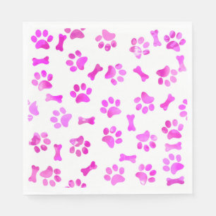 Waterverf Roze Paw Prints Verjaardag Servet