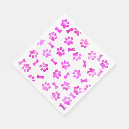 Waterverf Roze Paw Prints Verjaardag Servet (Hoek)