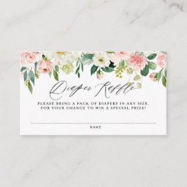 Waterverf Roze peach Floral Garland Diaper Raffle Informatiekaartje
