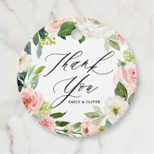 Waterverf Roze Peach Floral Hartelijk dank Bedankjes Labels