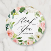 Waterverf Roze Peach Floral Hartelijk dank Bedankjes Labels (Voorkant)