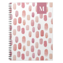Waterverf roze penseelstreek. Blush schattig patro Notitieboek