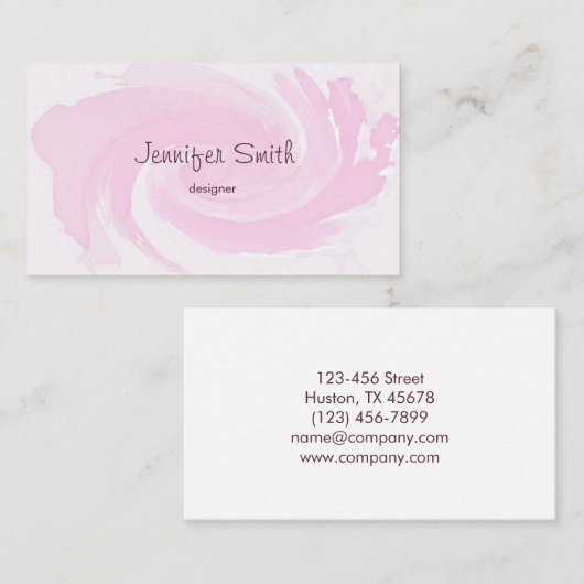 Waterverf Roze penseelstreken Visitekaartje (Voorkant / Achterkant)