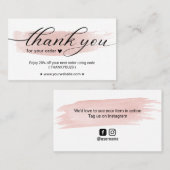 Waterverf Roze penseelvolgorde Dank u Coupon Visitekaartje (Voorkant / Achterkant)