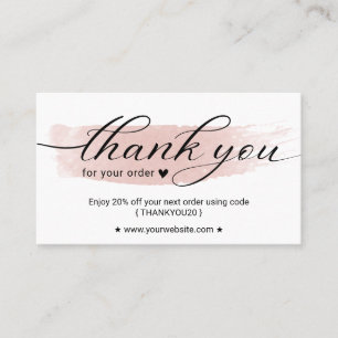 Waterverf Roze penseelvolgorde Dank u Coupon Visitekaartje