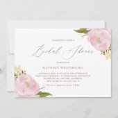 Waterverf Roze Peonies Bridal Shower Kaart (Voorkant)