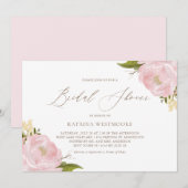 Waterverf Roze Peonies Bridal Shower Kaart (Voorkant / Achterkant)
