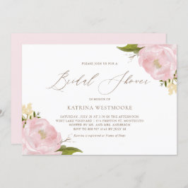 Waterverf Roze Peonies Bridal Shower Kaart