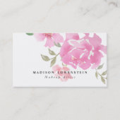 Waterverf Roze Peonies Flowers Visitekaartje (Voorkant)