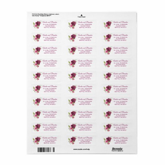 Waterverf Roze Peonies Rustic Weddenschap Etiket (Full Sheet)