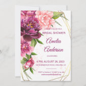 Waterverf Roze Peonies Rustisch Vrijgezellenfeest Kaart (Voorkant)