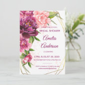 Waterverf Roze Peonies Rustisch Vrijgezellenfeest Kaart (Staand voorkant)