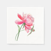 WATERVERF Roze PEONY Napkins Servet (Voorkant)