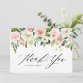 Waterverf Roze Peru Floral Garland Hartelijk dank Bedankkaart (Staand voorkant)