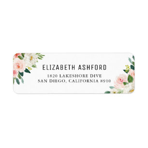 Waterverf Roze Perzale Bouquets Adres Etiket