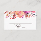 Waterverf roze perzik bloemenbruiloft. Herfst loof Plaatskaartje (Voorkant)