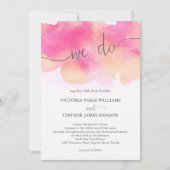 Waterverf roze perzik bruiloft Kaart (Voorkant)