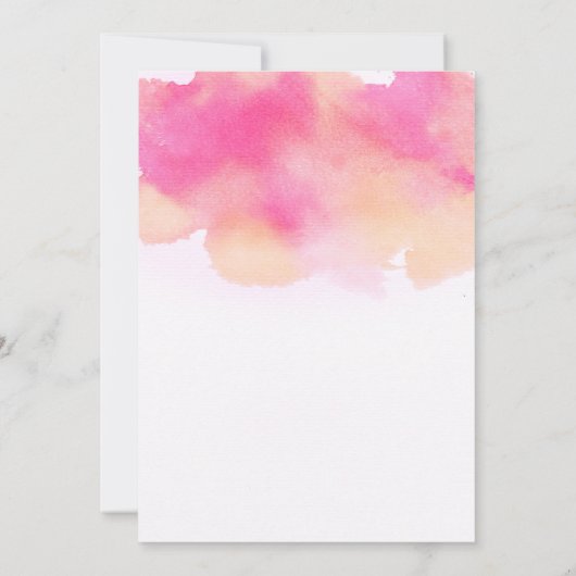  Waterverf roze perzik bruiloft Kaart (Achterkant)