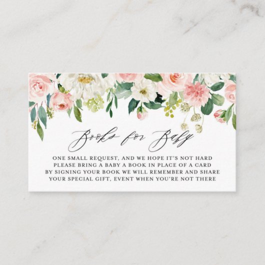 Waterverf Roze Perzik Floral Garland Book Request Informatiekaartje (Voorkant)