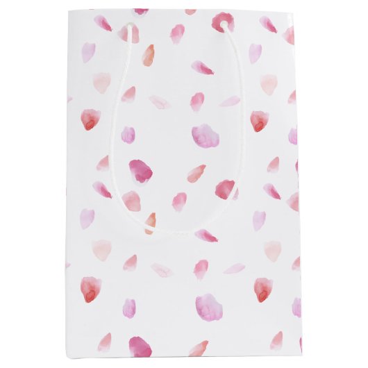 Waterverf roze perzik Roos bloemblaadjes Medium Cadeauzakje (Voorkant)