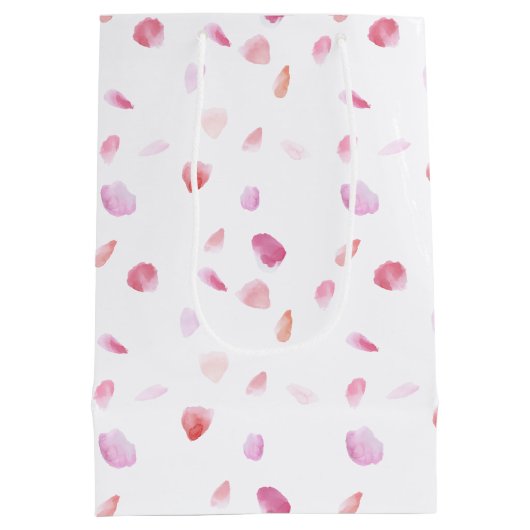 Waterverf roze perzik Roos bloemblaadjes Medium Cadeauzakje (Achterkant)