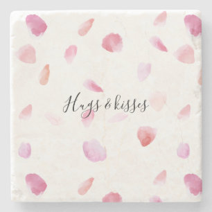 Waterverf roze perzik Roos bloemblaadjes Stenen Onderzetter